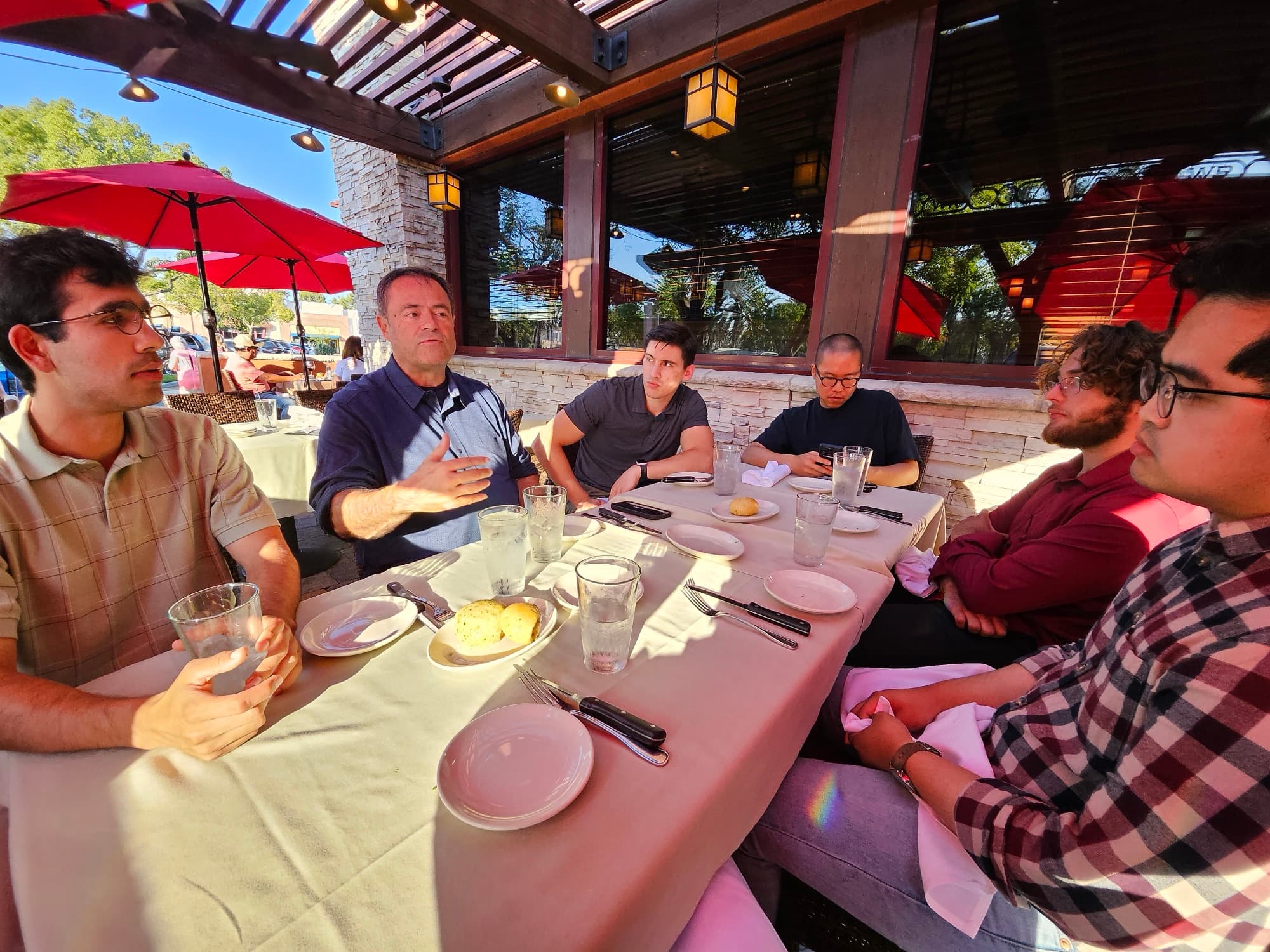 Pastoral interns sharing a meal and discussion